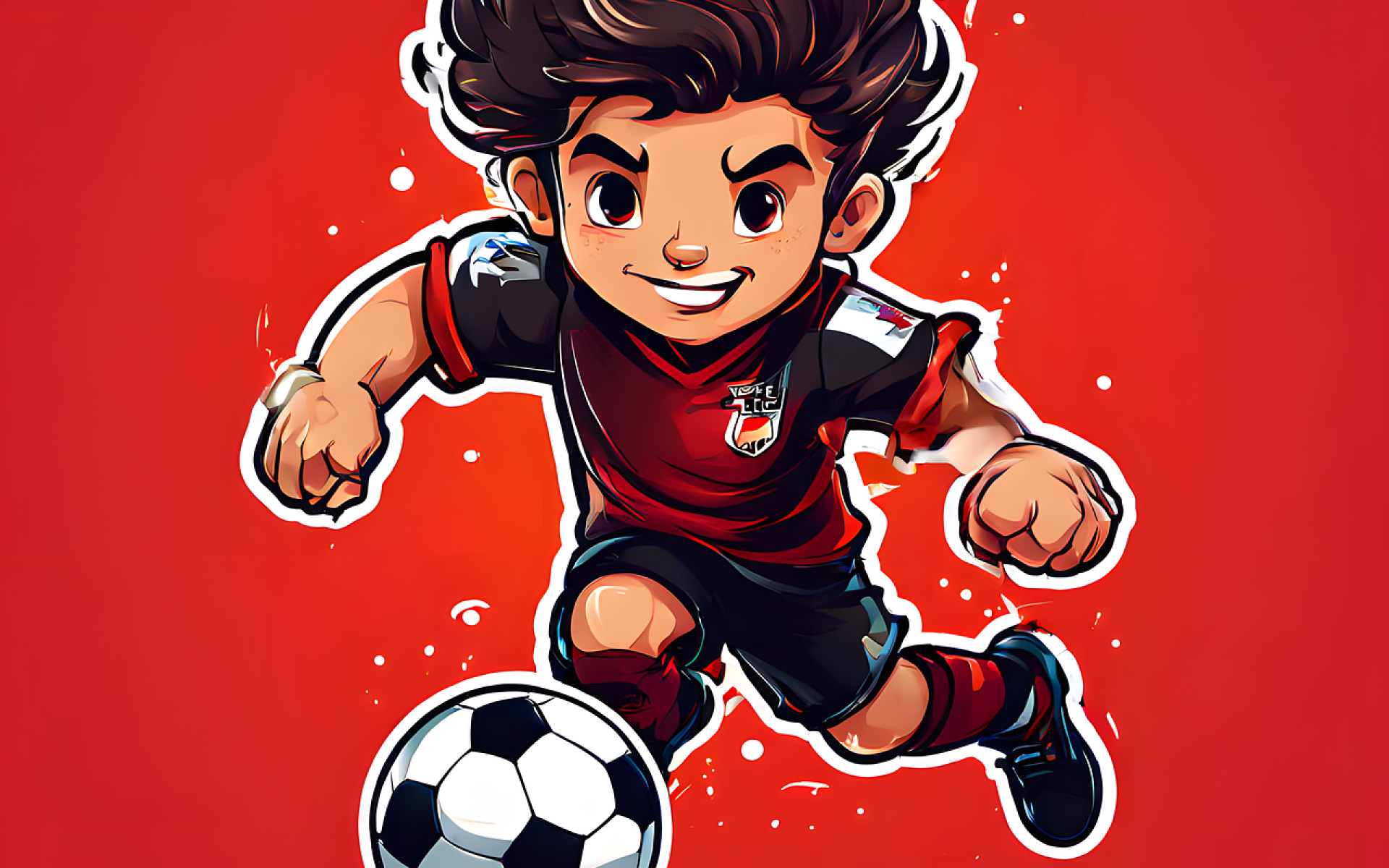 gezeichneter Junge spielt den Ball