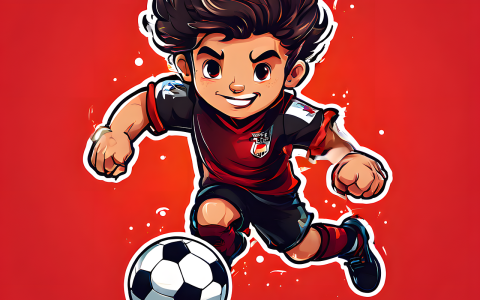 gezeichneter Junge spielt den Ball